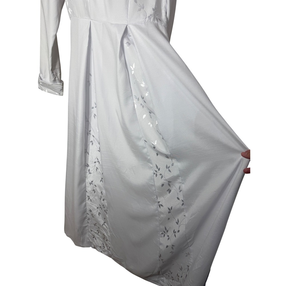 Covenant Apparel Womens White Embroidered Modest Maxi Dress Long Sleeve Size 6 View 4